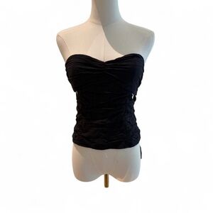 Black Strapless Ruched Tube Top
